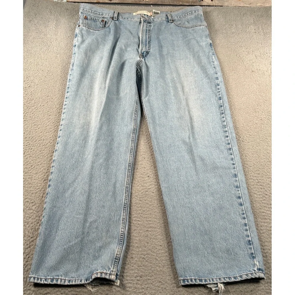 Levi's 550 Jeans Mens 42x30 Blue Denim Straight Baggy Faded Relaxed Fit Workwear
